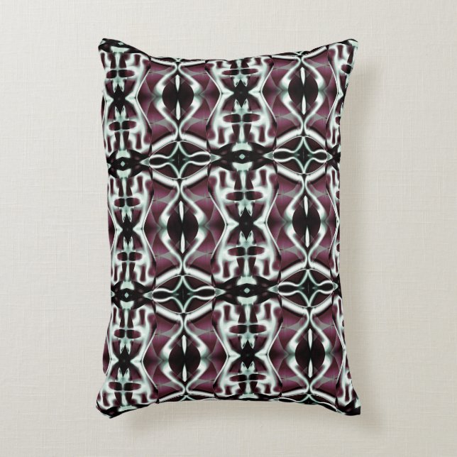 Upprepad ogenomskinlig röd och övertonad kurvor prydnadskudde (Framsidan(Vertikal))