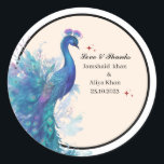 Upprepad Peacock Tack favör Classic Sticker Runt Klistermärke<br><div class="desc">Med den anpassade Peacock-Tacken föredrar Klassiskt märke Du kan redigera information i den .bäst för dina bästa ögonblick. Du kan kontrollera min Vintage fredsock bröllop-samling för mer.</div>
