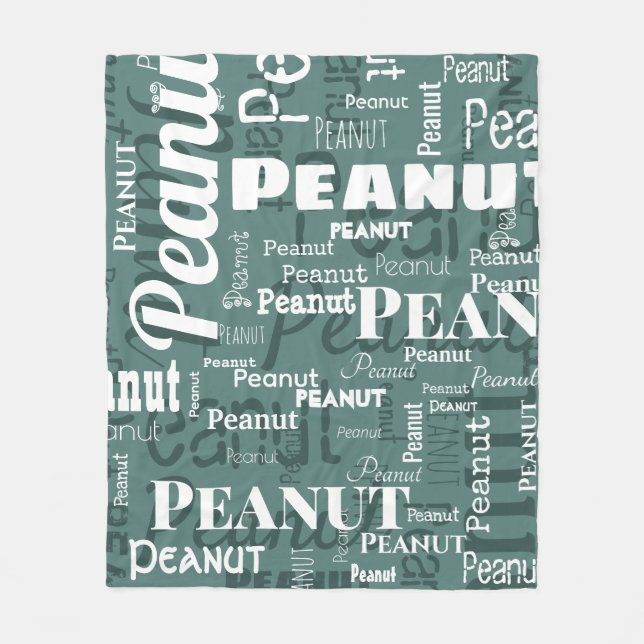 Upprepad Pet Namn Mönster Monstera Grönt & White Fleecefilt (Framsidan)