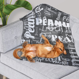 Upprepad Pet Namn Mönster Mörk Grått White Modern Fleecefilt