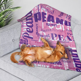 Upprepad Pet Namn Mönster Rosa Lila White Typsnitt Fleecefilt