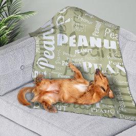 Upprepad Pet Namn Mönster Sage Grönt White Modern Fleecefilt
