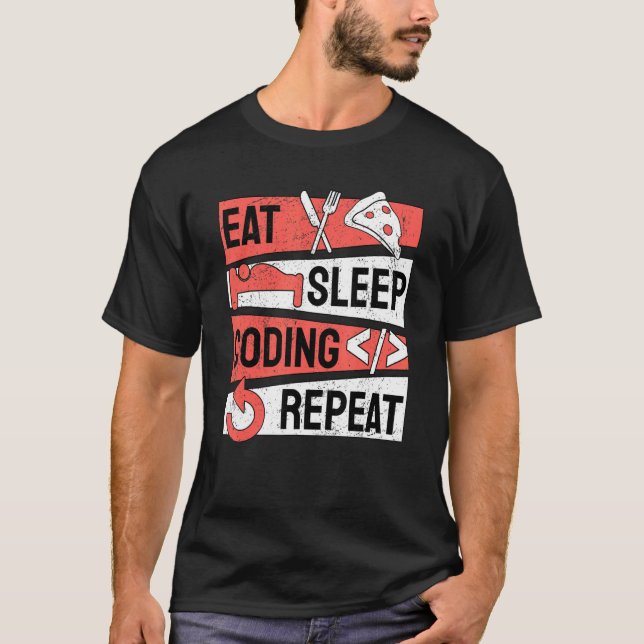 Upprepad programmering av Eat-vilokodning T Shirt (Framsida)