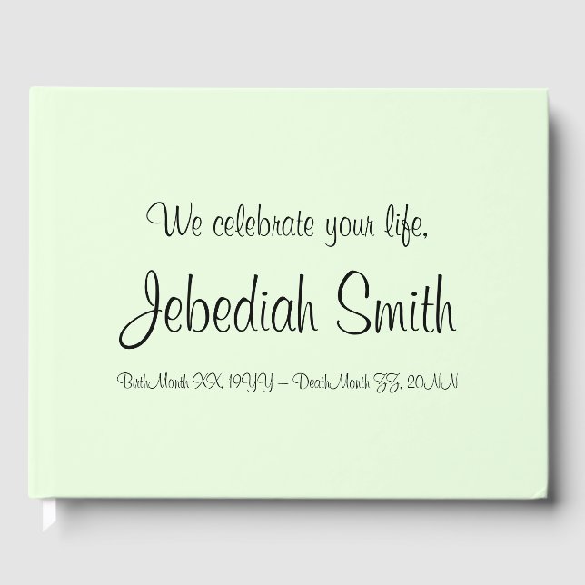 Upprepad, respektabel, Grönt Memorial Guest Bok (Framsida)