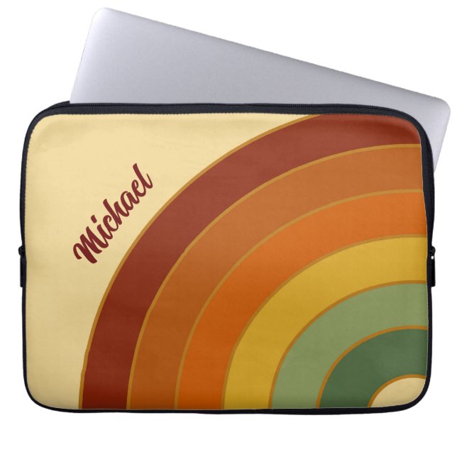 Upprepad retro-skiktad Groovy Rainbow Namn Laptop Fodral (Framsidan)