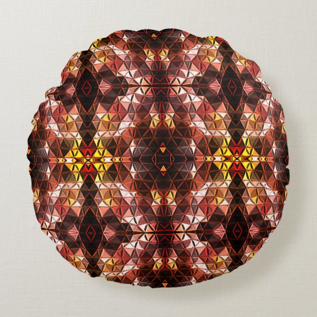 Upprepad röd triangel som genererar främmande form rund kudde (Framsidan)