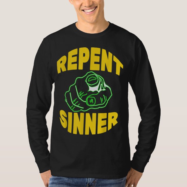 Upprepad sinner - Lustigt kristen Jesus Bible T Shirt (Framsida)