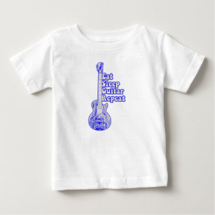 Upprepad sömngitarr. vintage blå gitarr t shirt