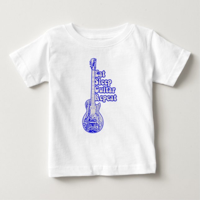Upprepad sömngitarr. vintage blå gitarr t shirt (Framsida)