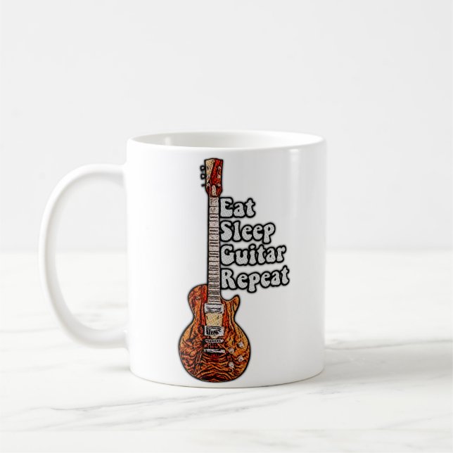 Upprepad sömngitarr. vintage färglös kaffemugg (Vänster)