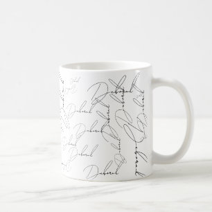 Upprepad tunn teckensnittstypning Namn Mönster Kaffemugg