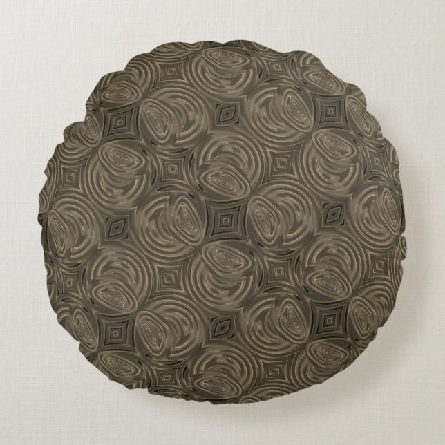 Upprepade chokladcirklar rund kudde (Framsidan)