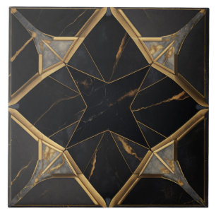 Upprepade keramiska plattor Guld Black golv marble Kakelplatta