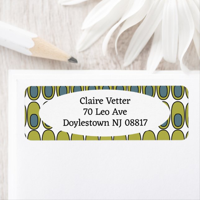 Upprepade Oliv grönt och Grått-Ovaler Returadress Etikett (Insitu)