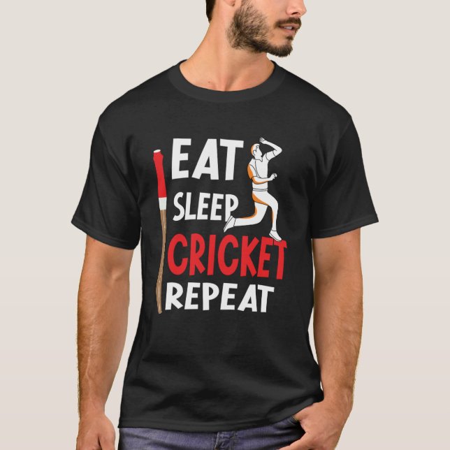 Upprepade utfall av Cricket Player Eat Ssparwracke T Shirt (Framsida)