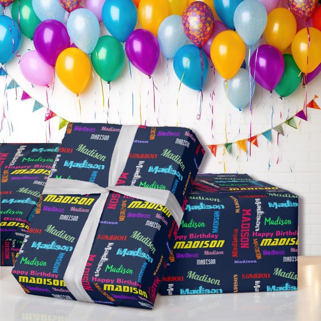Upprepande av Grattis på födelsedagen NAMN-utgjute Presentpapper (Skapare uppladdad)