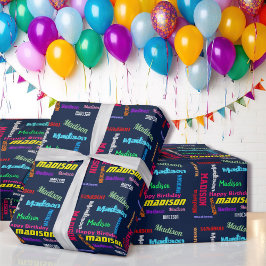 Upprepande av Grattis på födelsedagen NAMN-utgjute Presentpapper