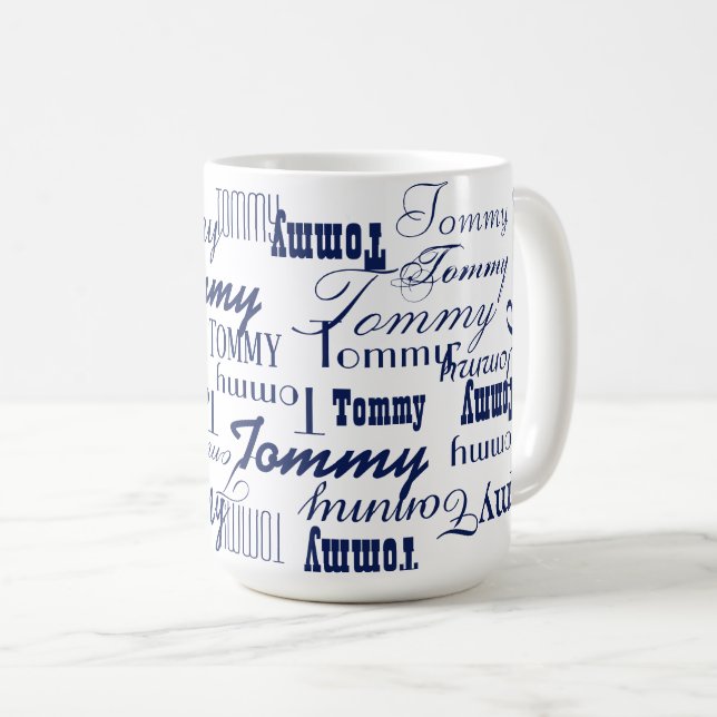 Upprepande blå Namn över vitt Kaffemugg (Framsida höger)