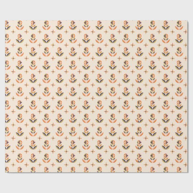 Upprepande blomster mönster på inslagspapper presentpapper (Platt)