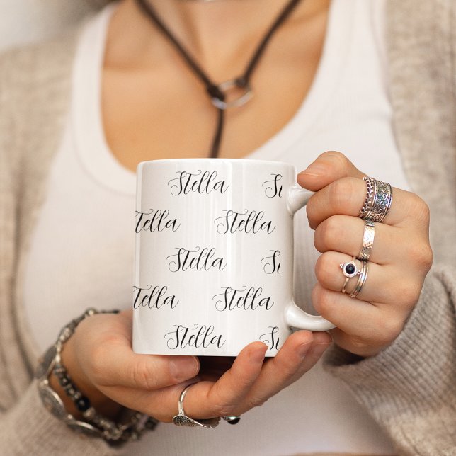 Upprepande Namn allover White Kaffemugg (Skapare uppladdad)