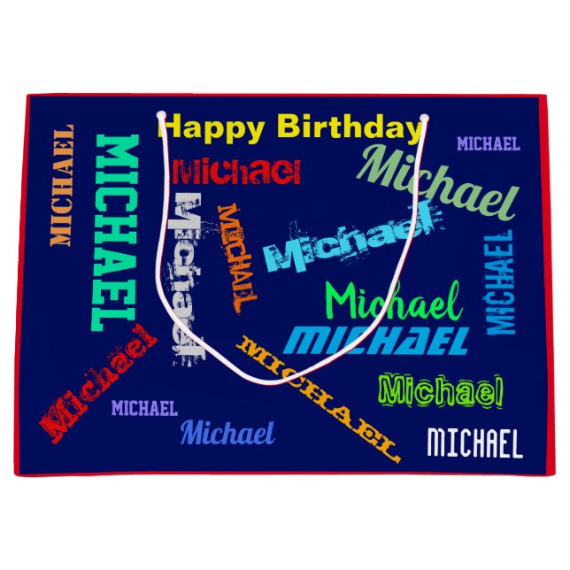 Upprepande NAMN Grattis på födelsedagen Blue Red (Framsidan)