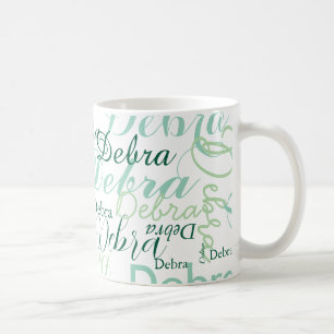 Upprepande Namn Typografi grönt mönster Kaffemugg