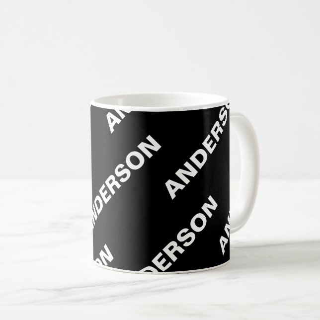 Upprepande redigerbar Namn med fetstil | Enkel sva Kaffemugg (Framsida höger)