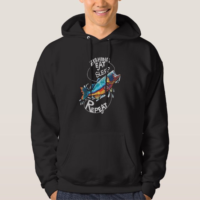 Upprepat fiske efter fiskesamhälle hoodie (Framsida)