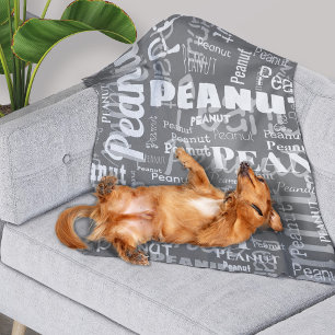Upprepat Pet Namn Mönster Grått White Modern Fleecefilt