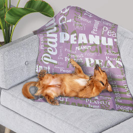 Upprepat Pet Namn Mönster Lilac White Modern Fleecefilt