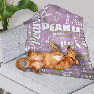 Upprepat Pet Namn Mönster Lilac White Modern Fleecefilt