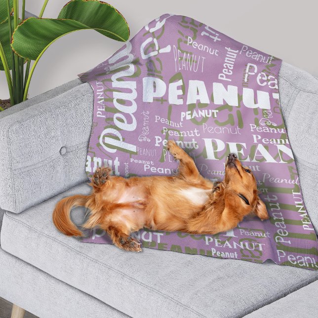 Upprepat Pet Namn Mönster Lilac White Modern Fleecefilt (This image is representative of the small size blanket.
)