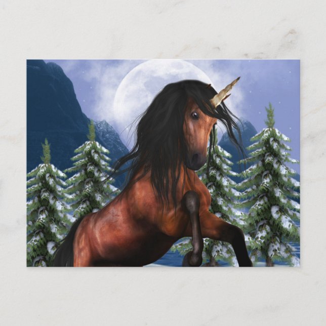 Upprepat vykort för jestnut Unicorn (Framsida)