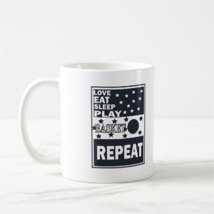 Upprepning av basketboll för att äta sömn i kärlek kaffemugg