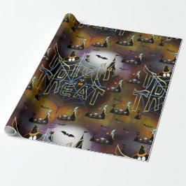 Upprepning av gotiskt trick-or-treat-spindelnät presentpapper