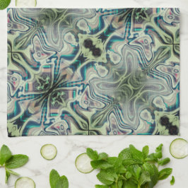 Upprepning av gråaktig grönt och grön cyanthro kökshandduk