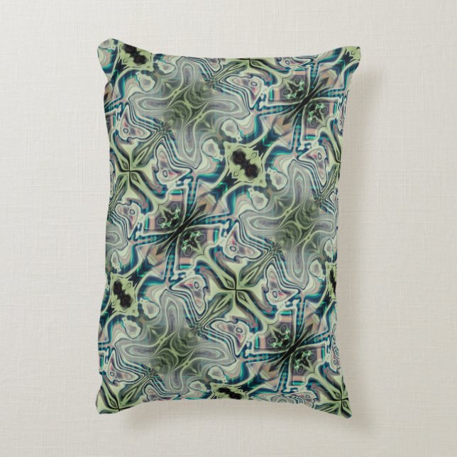 Upprepning av gråaktig grönt och grön cyanthro prydnadskudde (Baksidan(Vertikal))