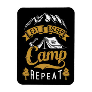Upprepning av vilolägen i Lycklig Camper Eat Magnet