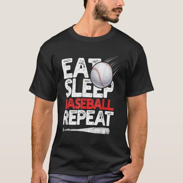 Upprepning Catcher Pitcher Baseball med viloläge T Shirt (Framsida)