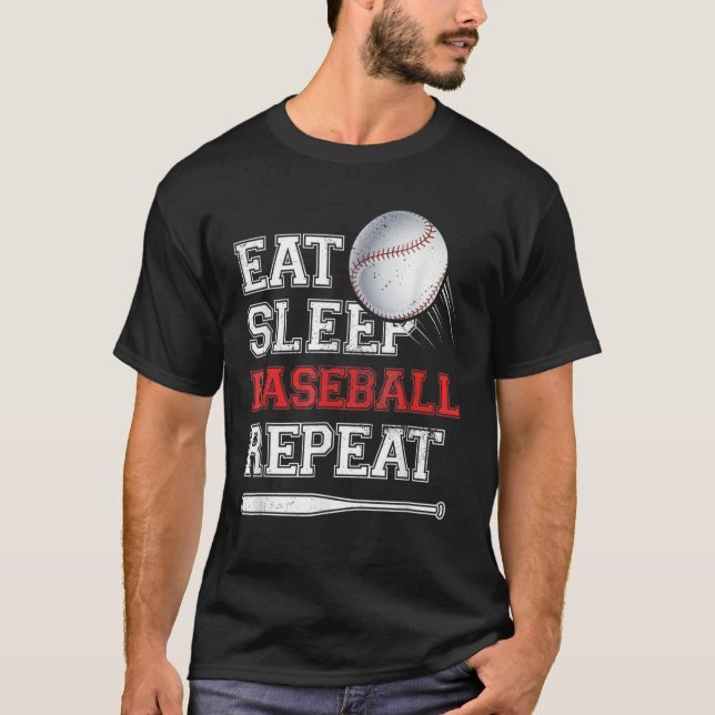 Upprepning Catcher Pitcher Baseball med viloläge T Shirt (Framsida)