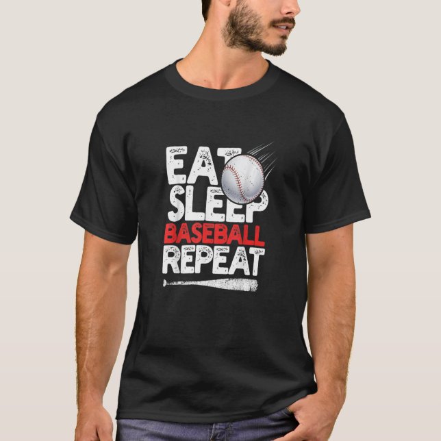 Upprepning Catcher Pitcher Baseball med viloläge T Shirt (Framsida)