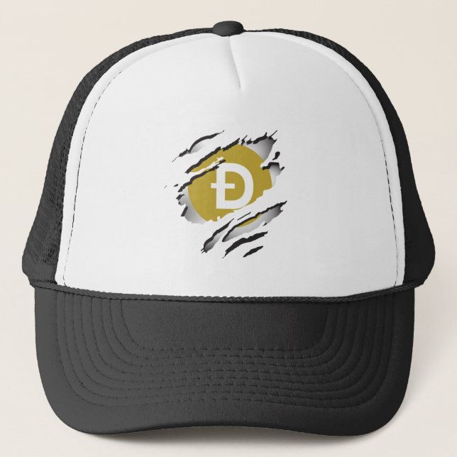 Upprepningsbild för Dogecoin Torn Logotyp - Trucke Keps (Framsida)