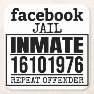 Upprepningsförbrytare för Facebook Jail Underlägg Papper Kvadrat