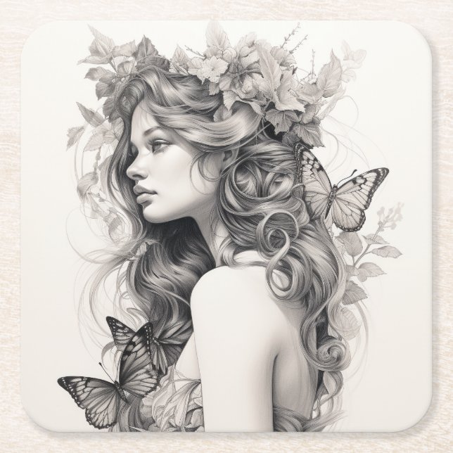 Upprepningsmiddag för Bröllop i klassiskt Elegant Underlägg Papper Kvadrat (Framsidan)