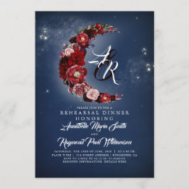 Upprepningsmiddag för marin och burgundisk Blommig Inbjudningar