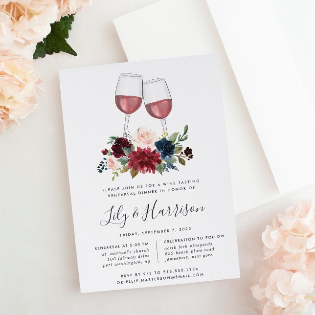 Upprepningsmiddag för Radiant Bloom Vin Tasting Re Inbjudningar (Skapare uppladdad)