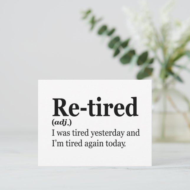 Uppretad definition Funny Pension Far Gift Vykort (Stående Fram)