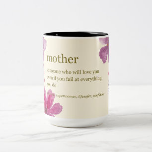 Upprigtig 'Definition av en mamma' Blommig Tvåtons Två-Tonad Mugg