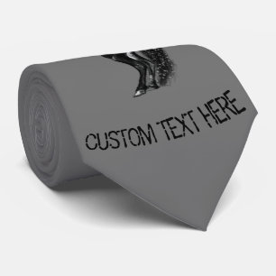 Uppriktad svart vildhäst teckning - Din text/färg Slips