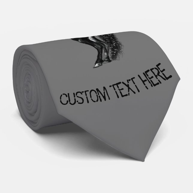 Uppriktad svart vildhäst teckning - Din text/färg Slips (Rullad)